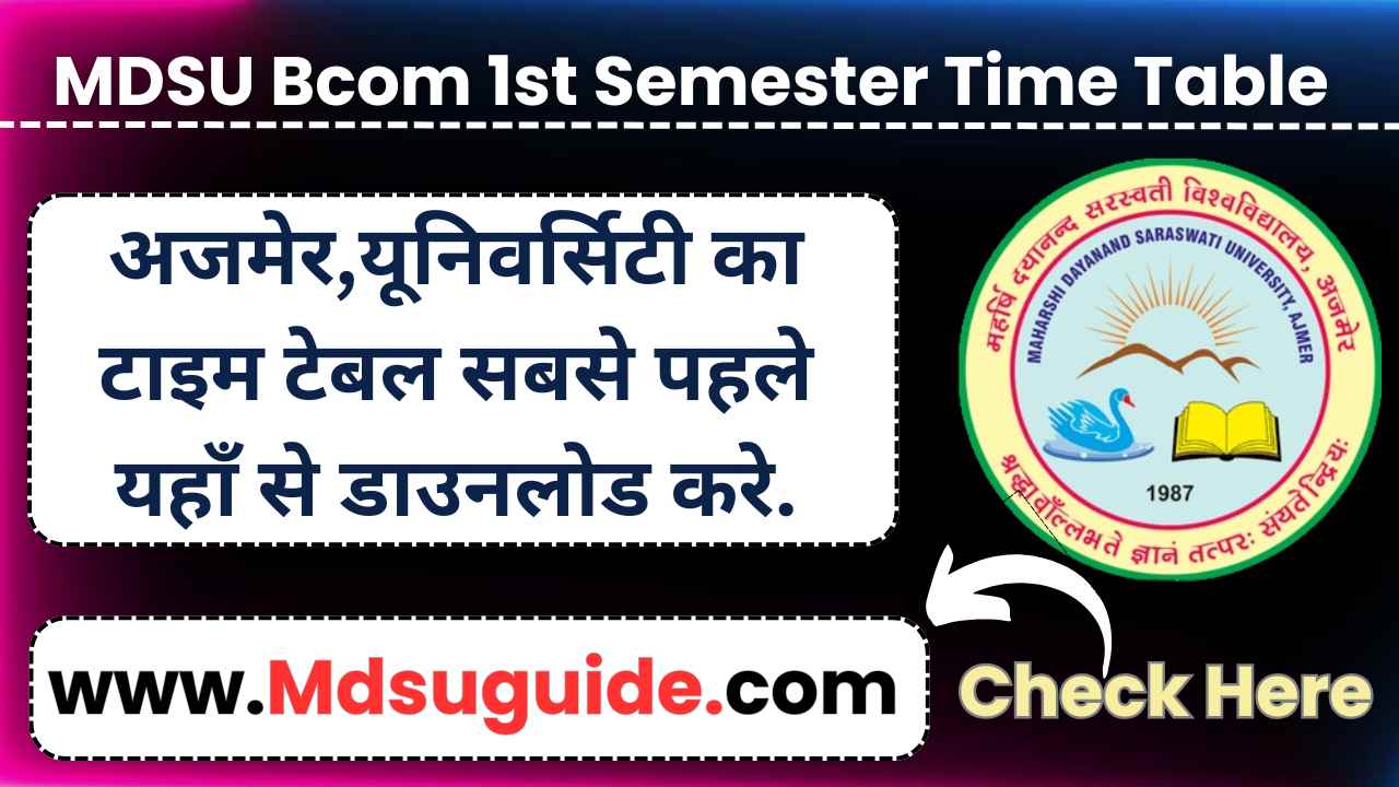 MDSU Bcom 1st Semester Time Table