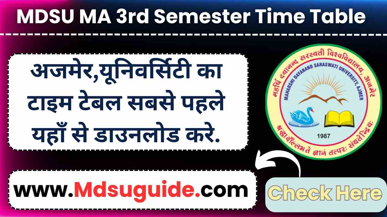 MDSU MA 3rd Semester Time Table